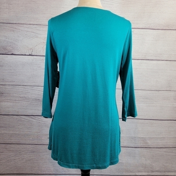 KIM Rogers 3/4 Sleeves Blouse Turquoise Size Small Petite - Picture 3 of 7